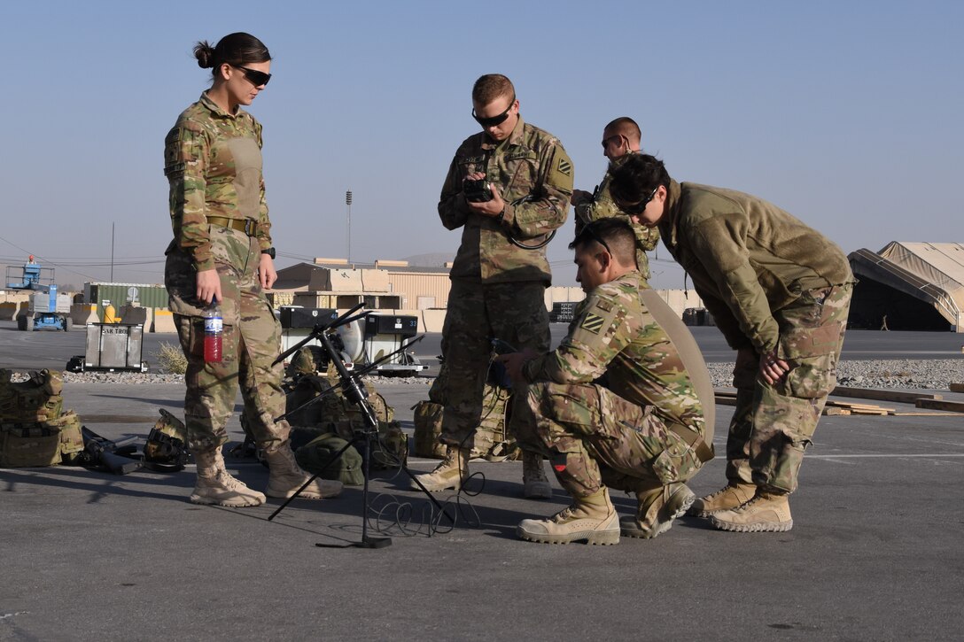 U.S. Army Soldiers with Task Force Marauder prepare to travel to Western Afghanistan as part of an Expeditionary Advisory Package providing aviation support to ground troops. TF Marauder provided medevac, air transportation, over-watch support, and forward arming and refueling point operations for the Train, Advise, Assist Command – West to assist with ground missions in the region. 
Task Force Marauder consists of Soldiers from South Carolina National Guard, Illinois National Guard, Iowa National Guard, as well as active duty component and provides aviation capabilities with AH64 Apaches, UH60 Black Hawks, CH47 Chinooks, and MEDEVAC assets in Afghanistan under the 3rd Combat Aviation Brigade while deployed.