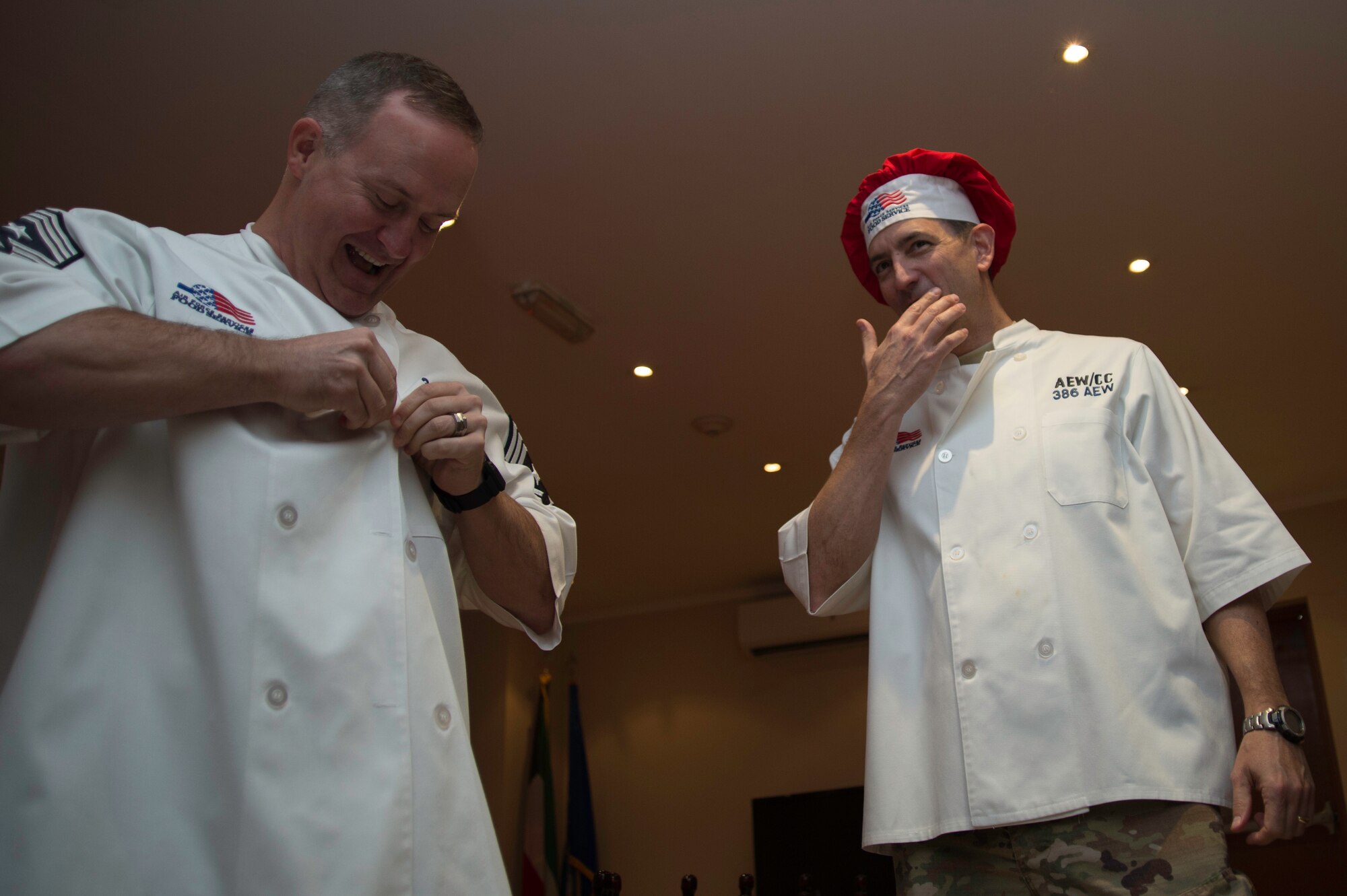 The 386th AEW, Expeditionary Force Support Squadron, cook for approximately 7,000 Airmen, soldiers, civilians and coalition forces daily