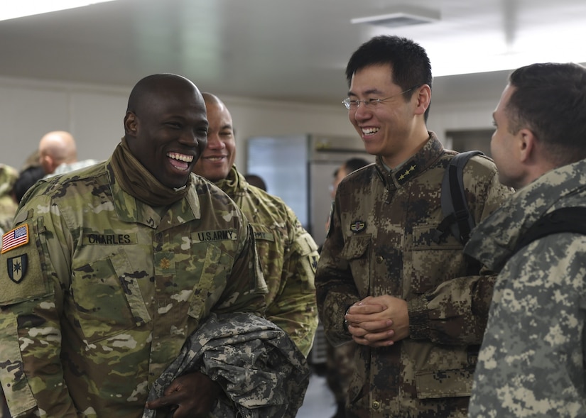 Participants listen to remarks during the opening ceremony of the 2017 U.S.-China Disaster Management Exchange at Camp Rilea, Ore.