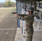 A Soldier from the 4th Sustainment Command (Expeditionary) at Joint Base San Antonio-Fort Sam Houston shoots during a German Armed Forces Proficiency Badge event Nov. 3-5.