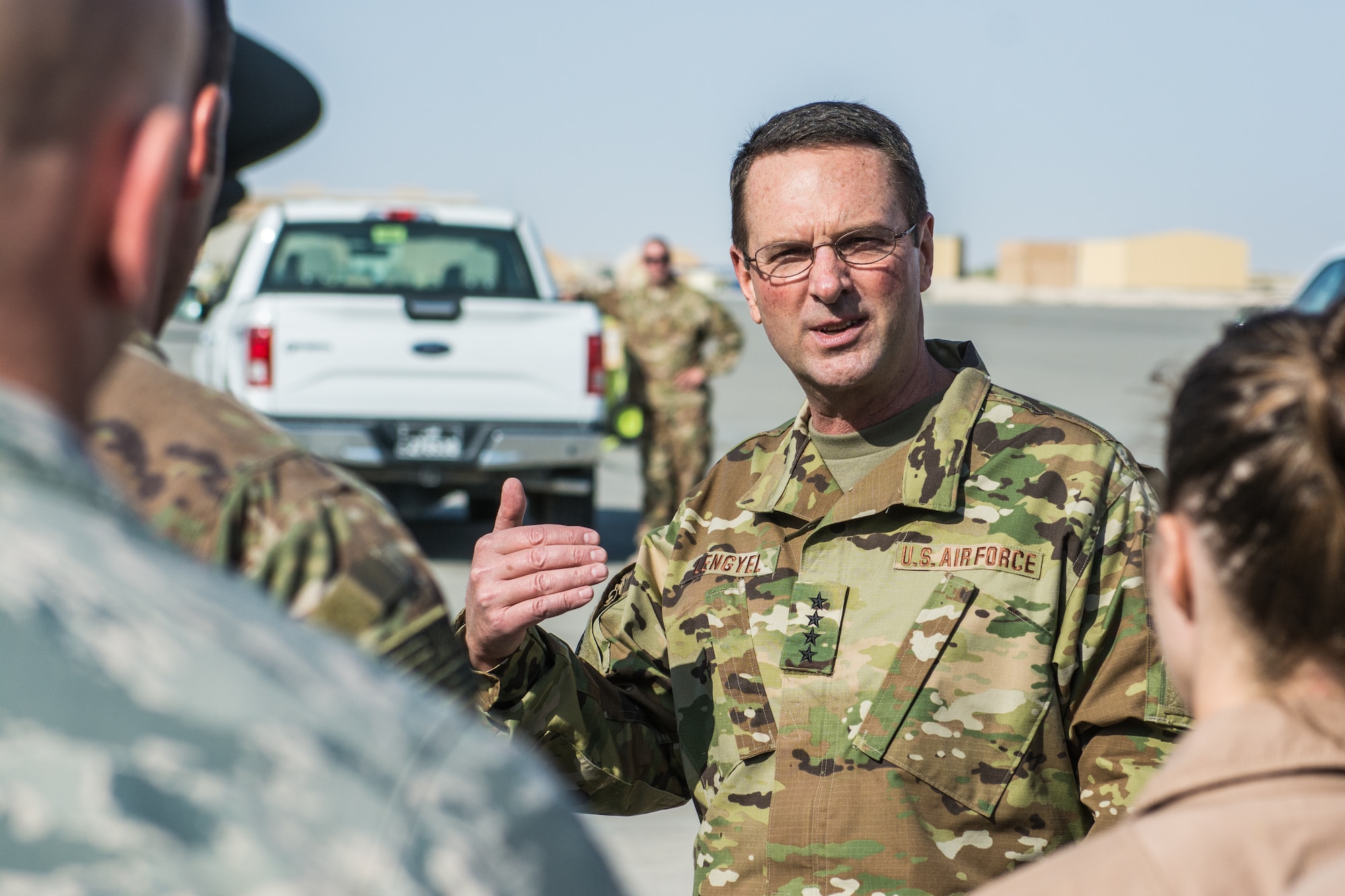 Gen. Lengyel, Chief of National Guard Bureau, checks in with Guardsmen deployed to Qatar