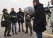 Serbian media representatives interview Maj. Jared Sorensen, 37th Airlift Squadron C-130J Super Hercules pilot, on Batajnica Airfield, Serbia, Nov. 14, 2017. Interviews and guided tours through a 37th AS C-130J kicked off Exercise Double Eagle, a bi-lateral airborne insertion exercise designed to improve emergency rapid-response and strengthen regional security. (U.S. Air Force photo by Senior Airman Elizabeth Baker)