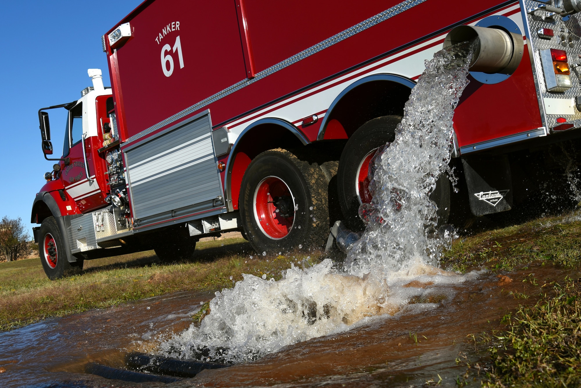 During an annual fuel spill major accident response exercise, Team Shaw members reacted to a simulated escape of 450,000 gallons of fuel, represented by water, at Shaw Air Force Base, South Carolina, Nov. 17, 2017.