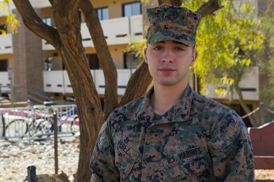 Lance Cpl. Joshua Perez, administration clerk, Headquarters Battalion, Marine Corps Air Ground Combat Center, Twentynine Palms, Calif., always knew he would join the military, but it was his drive to challenge himself that led him to join the world's Force in Readiness.