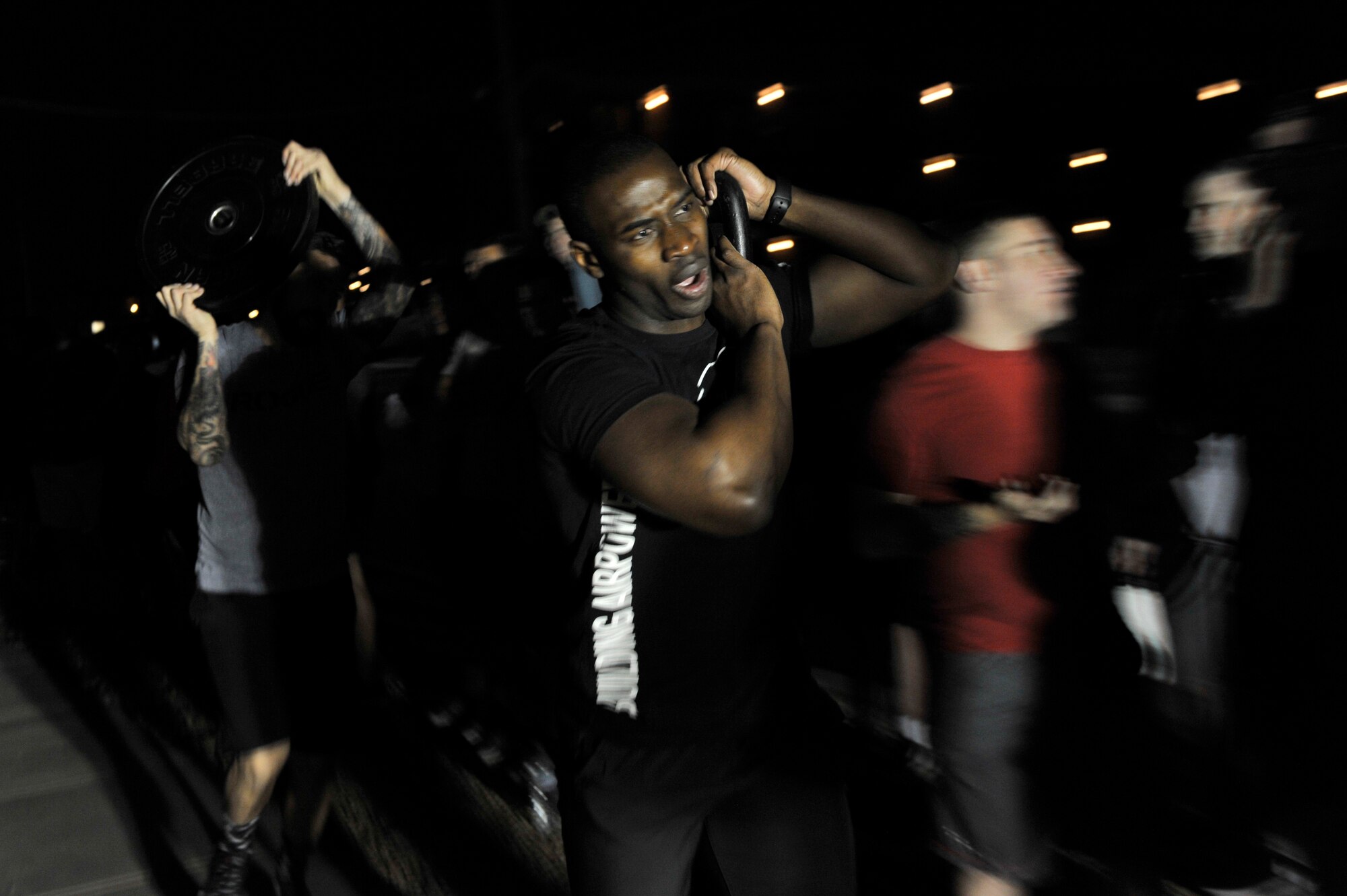 Capt. Christian Gordon, 56th Fighter Wing chief of military justice, participates in the Trojan Warrior Workout at Luke Air Force Base, Ariz., Nov. 27, 2017. The Workout was in remembrance to Maj. Troy Gilbert who gave his life protecting his country. (U.S. Air Force photo/Airman 1st Class Pedro Mota)