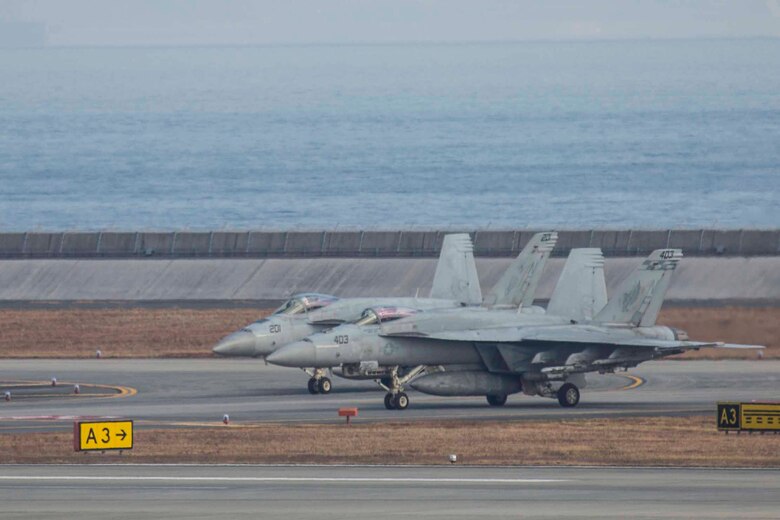 MCAS Iwakuni welcomes the first jet squadrons from Carrier Air Wing Five