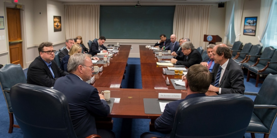 Secretary of Defense Ash Carter speaks with members of the Defense Innovation Board Oct. 5, 2016, at the Pentagon in Washington, D.C. (DoD photo by U.S. Air Force Tech. Sgt. Brigitte N. Brantley)