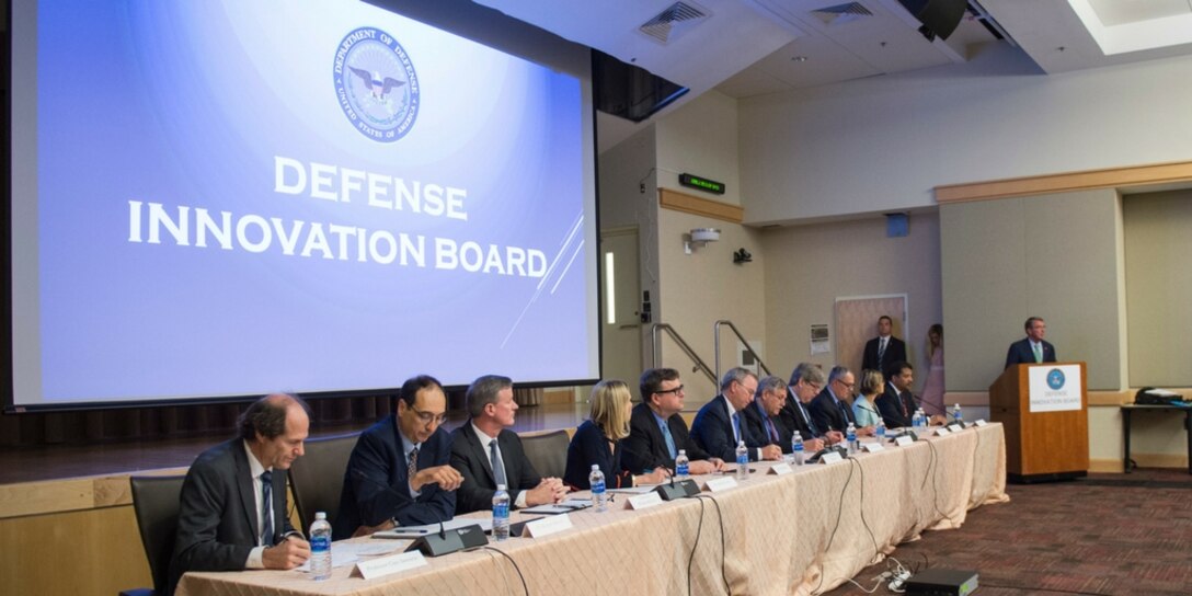 Secretary of Defense Ash Carter speaks with members of the Defense Innovation Board during the board's first public meeting Oct. 5, 2016, at the Pentagon in Washington, D.C. (DoD photo by U.S. Air Force Tech. Sgt. Brigitte N. Brantley)