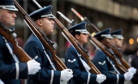 Honor Guardsmen march in parade