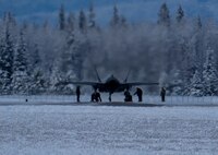 The Lockheed Martin’s F-35A test crew is conducting testing on Eielson Air Force Base, Alaska, to certify the aircraft’s ability to taxi and land on an icy runway.