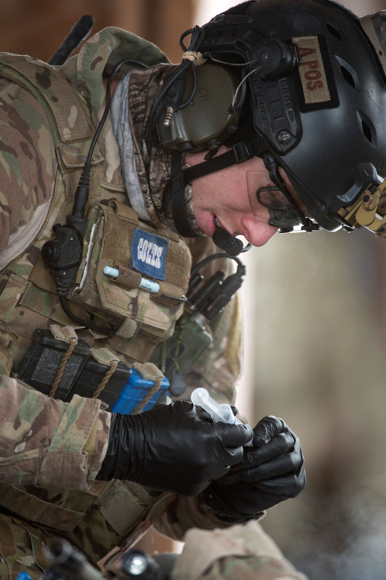 Alaska Air National Guard pararescuemen with the 212th Rescue Squadron participate in a mass-casualty training event at Joint Base Elmendorf-Richardson, Alaska, Nov. 21, 2017.