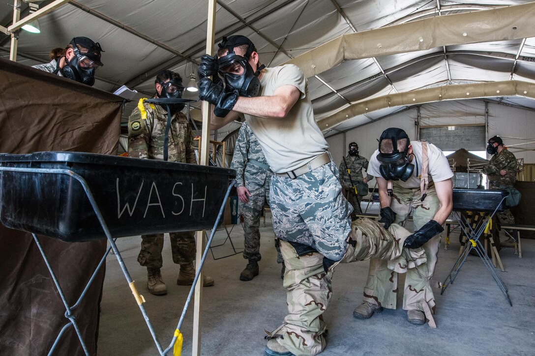 Multiple base agencies conduct a joint chemical response exercise
