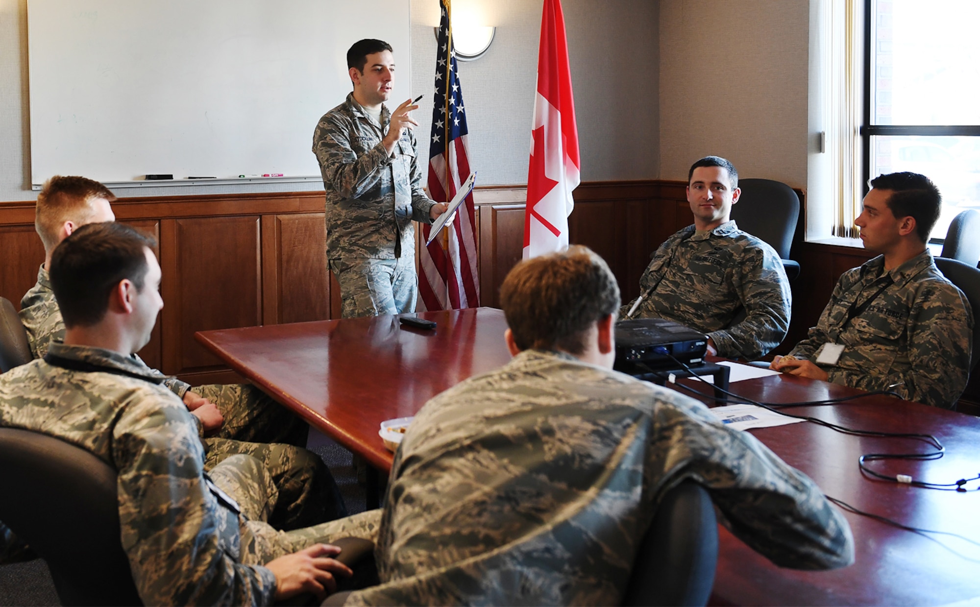 1st Lt. Paul Stocklin leads a briefing.