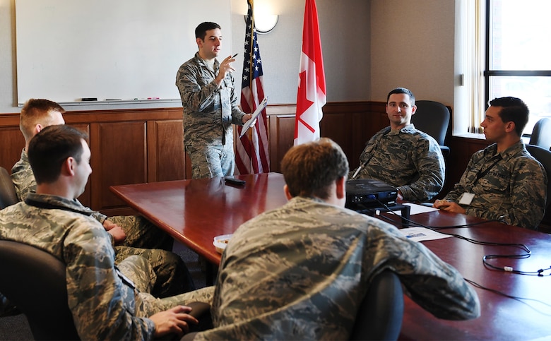 1st Lt. Paul Stocklin leads a briefing.