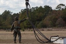 Marines with Combat Logistics Battalion 6, 2nd Marine Logistics Group conducted Helicopter Support Team training at Camp Lejeune, N.C., Nov. 28, 2017.