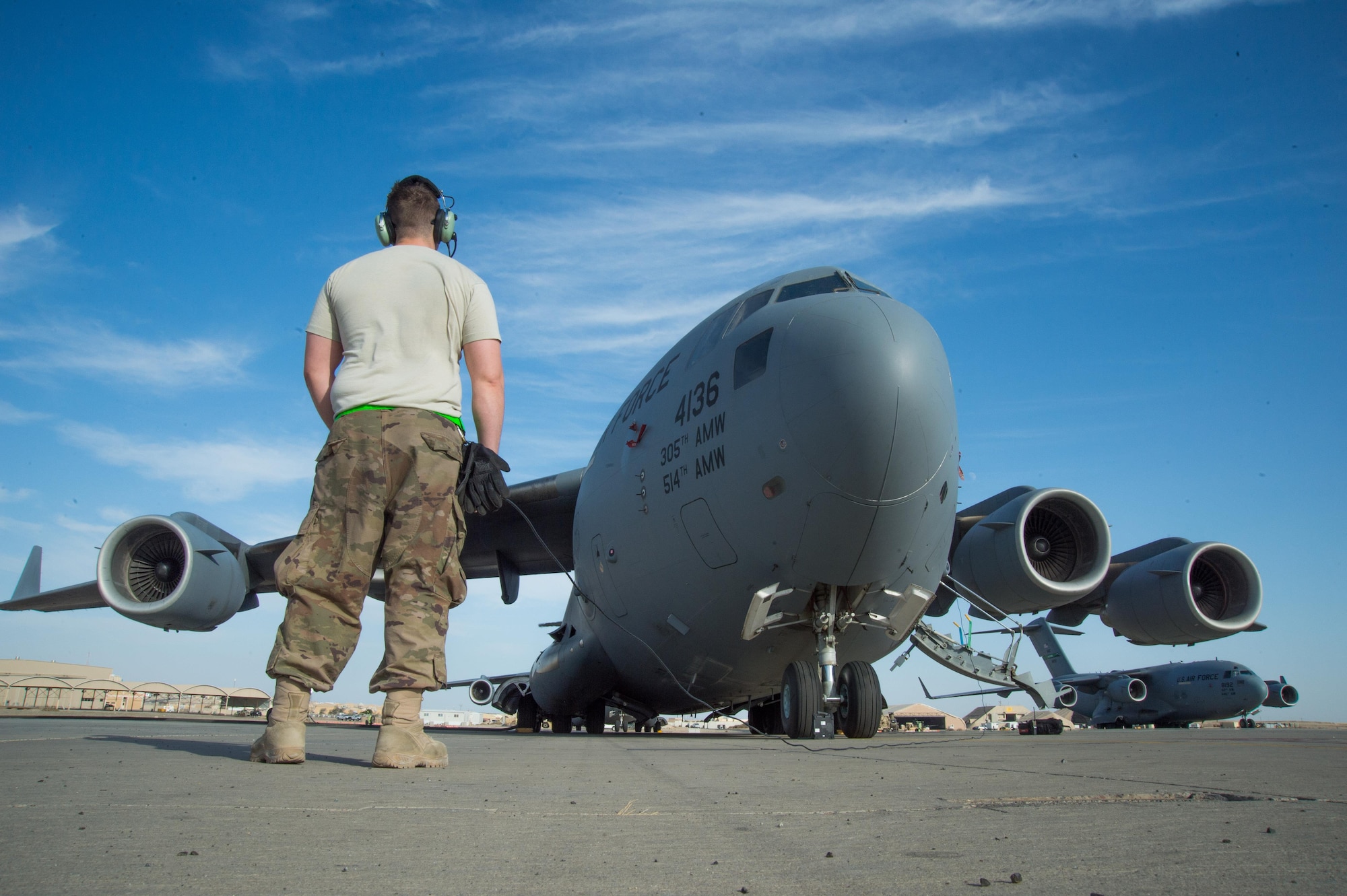The 5th EAMS is responsible for the aerial port of debarkation and maintains staged C-17 aircraft, as well as providing en route maintenance and support for transient C-17 and C-5 aircraft flying in and out of Iraq, Afghanistan and Southwest Asia.