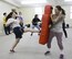 U.S. Air Force Airman Lesley Serrano, 316th Training Squadron trainee, practices kicking drills with Theresa Goodwin, 17th Training Wing school liaison officer, during the Rape Aggression Defense class held at the Goodfellow Resilience Center, Goodfellow Air Force Base, Oct. 29, 2017. In addition to nine hours of instruction time, the RAD class included three hours of aggressor simulations.