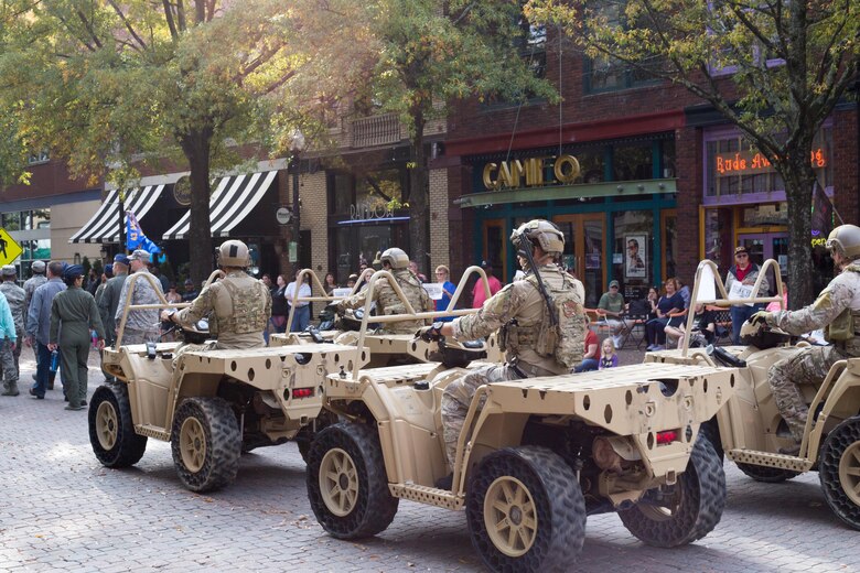 Pope Airmen join 2017 Fayetteville Veterans Day Parade