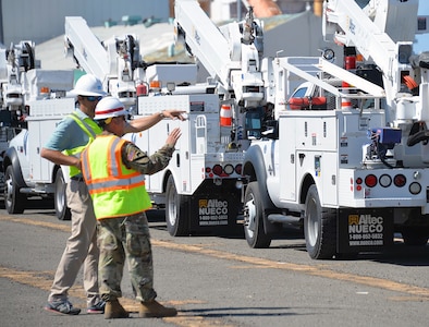 Maj. Eduardo Rodríguez works as a logistician for U.S. Army South at the port of Ponce where he coordinates the inventory of equipment coming in to help with the U.S. Army Corps of Engineers power restoration mission.