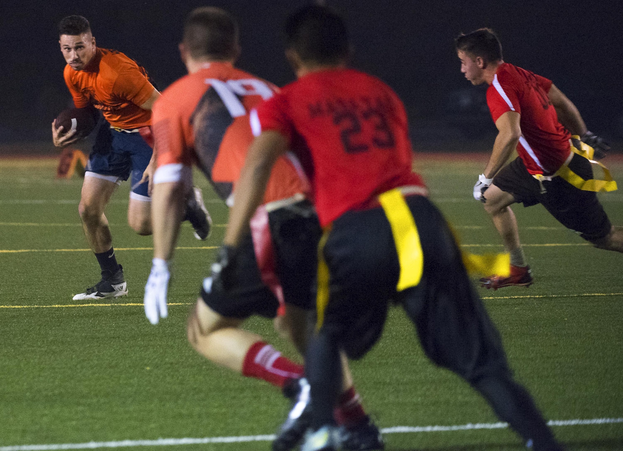 Intramural football action