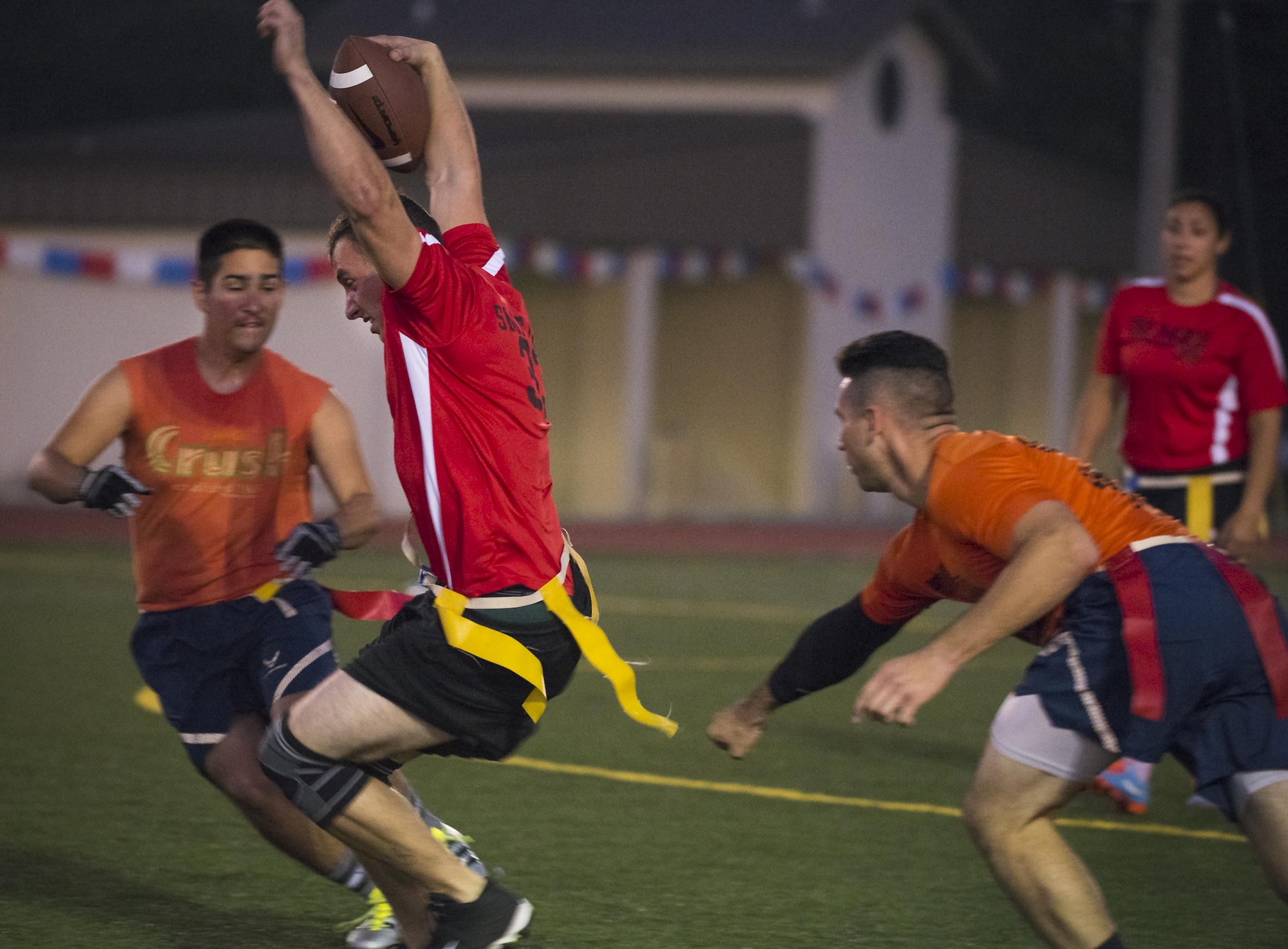 Intramural football action