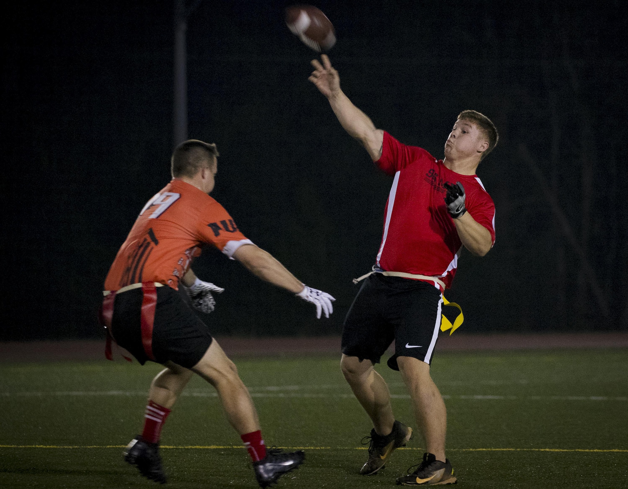 Intramural football action