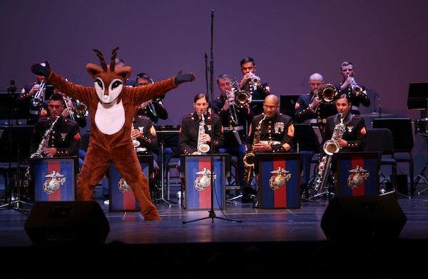 Rudolph joins Marine Corps Band New Orleans on stage at Saenger Theater in New Orleans on Dec. 11, 2015.