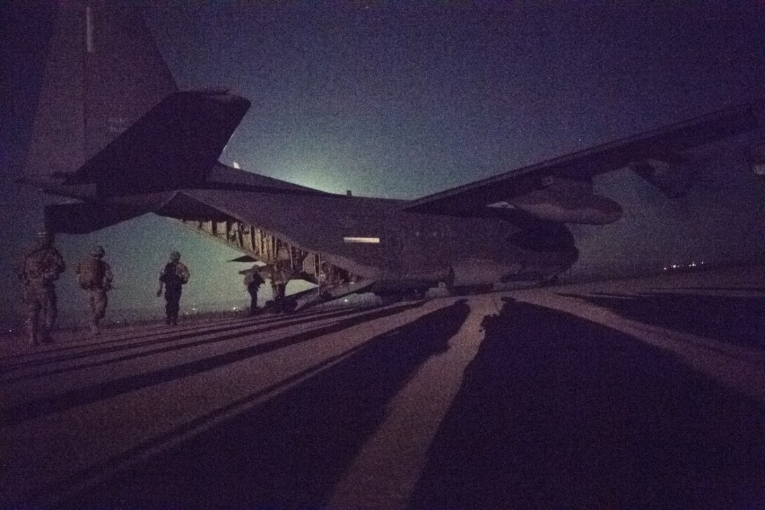 Special Tactics Airmen from the Air Force Special Operations Command load a C-130J Hercules for movement to test the feasibility of multiple airfield runways for a range of coalition aircraft in Faryab province, Afghanistan, Nov. 29, 2017. The Special Tactics Airmen ensure access to traditional airfields and field landing strips to increase the operational reach of coalition and Afghan aircraft for reconnaissance, troop delivery, and strategic air support operations. (U.S. Air Force photo by Staff Sgt. Doug Ellis)