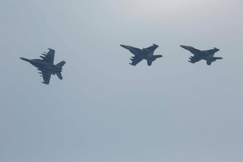 Initial Japan-Based CVW-5 Jet Squadrons Fly-in to MCAS Iwakuni