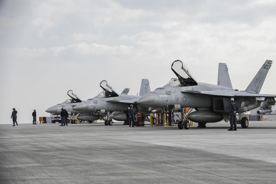 Initial Japan-Based CVW-5 Jet Squadrons Fly-in to MCAS Iwakuni
