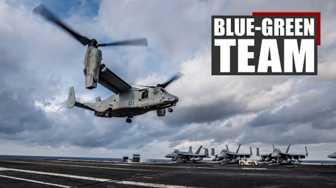 171127-N-CL027-038 PHILIPPINE SEA (Nov. 27, 2017) An MV-22 Osprey of Marine Medium Tiltrotor Squadron (VMM) 265 lands on the flight deck of the Navy’s forward-deployed aircraft carrier, USS Ronald Reagan (CVN 76). Ronald Reagan, the flagship of Carrier Strike Group 5, provides a combat-ready force that protects and defends the collective maritime interests of its allies and partners in the Indo-Asia-Pacific region. (U.S. Navy photo by Mass Communication Specialist 2nd Class Janweb B. Lagazo)