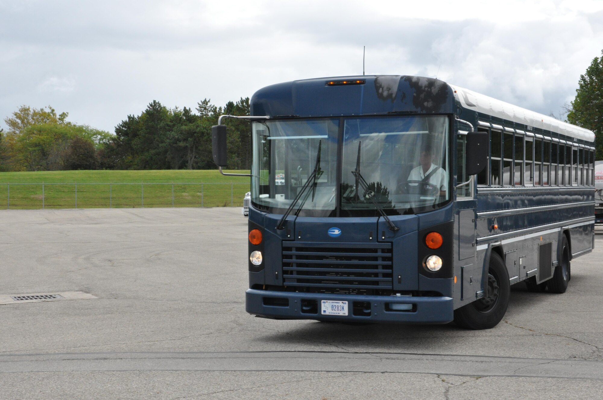 Ginger Salyers, vehicle operator, leaves Base Transportation to pick up personnel displaced by Hurricane Irma. Transportation played an integral role in supporting pilots, crew and support staff of aircraft displaced from installations across the southeast due to the impending storm. (U.S. Air Force photo/W.Eugene Barnett)