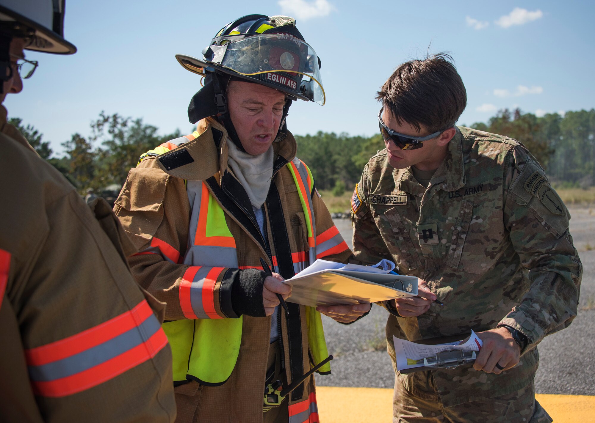 First responders from the 6th RTB, the 96th Civil Engineer Group Fire Department, 96th Security Forces Squadron, Okaloosa County Emergency Medical Services and Okaloosa Med Flight responded to a simulated mid-air helicopter collision and crash on the range. The realistic exercise with more than 20 injuries served to validate the 6 RTB’s mass casualty exercise procedures and their ability to work as part of a unified command.