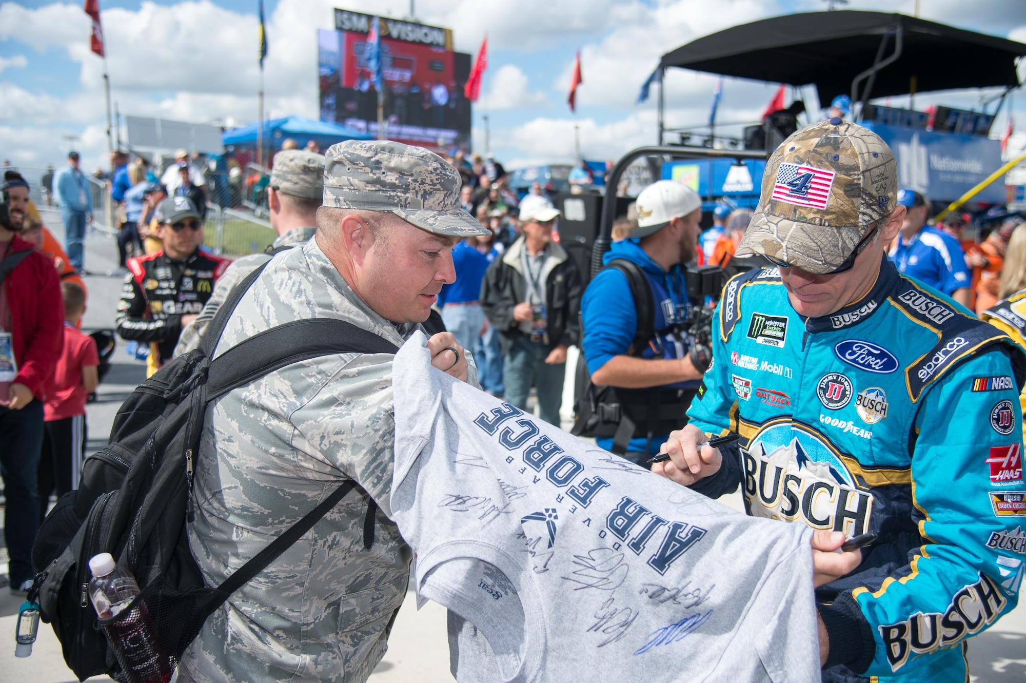 Team Dover members participate in the NASCAR Apache Warrior 400 race Oct. 1, 201y, at Dover International Speedway, Dover, Del.