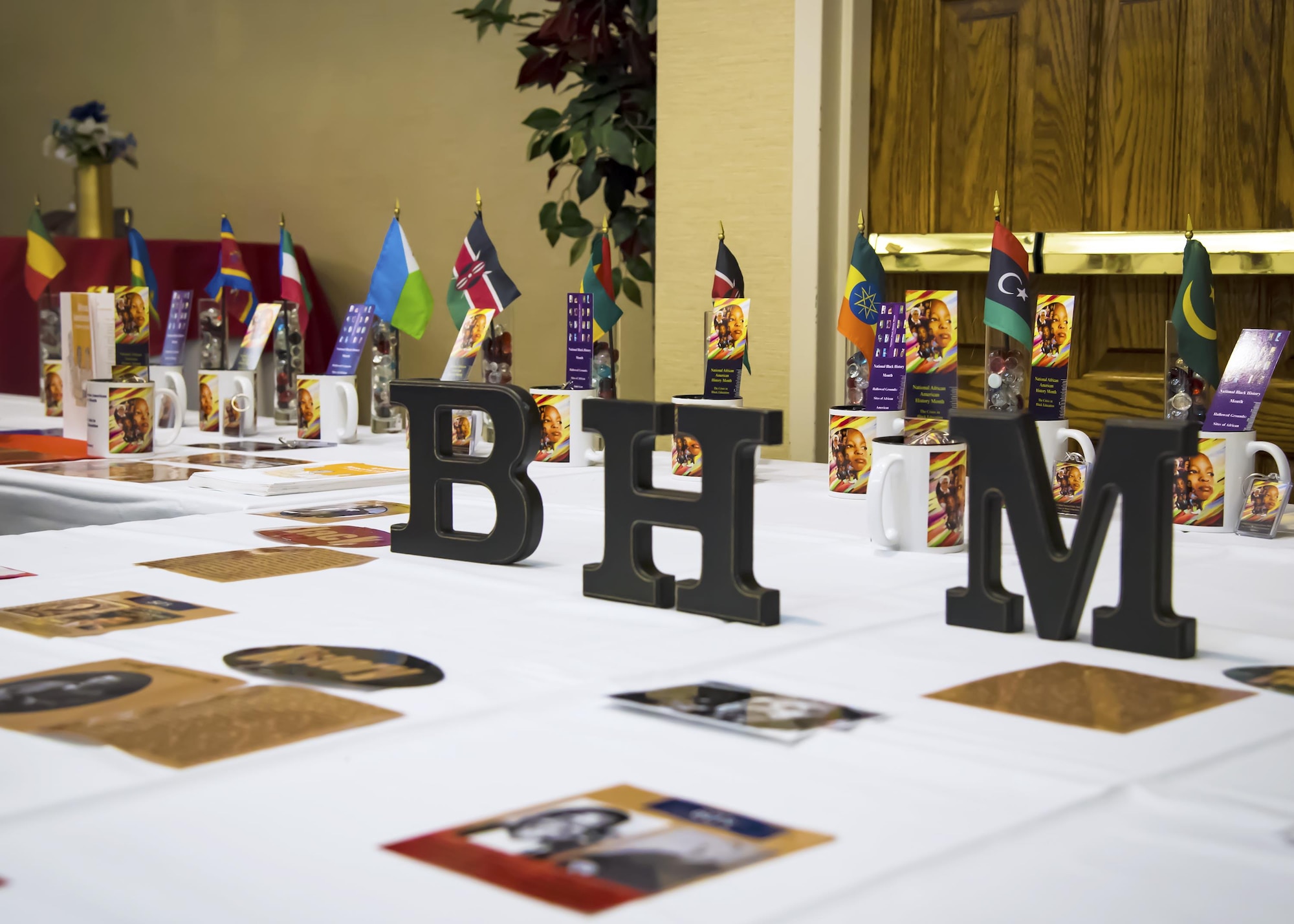 A Black History Month display rests on a table during Diversity Day, Sept. 29, 2017, at Moody Air Force Base, Ga. Moody held Diversity Day to honor and educate Airmen on all of the ethnic groups and organizations observed by the Department of Defense. (U.S. Air Force Photo by Airman Eugene Oliver)