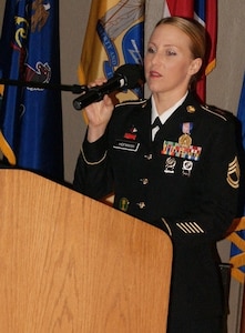 Sgt. 1st Class Alicia Hofmann shares her thoughts about her actions that saved a man from a burning car, earning her the coveted Soldier's Medal. Hofmann is assigned to the 8th Regiment, 100th Health Services Battalion, 4th Brigade, 100th Training Division, 80th Training Command. She received the Soldier's Medal at an award ceremony held at Fort Knox, Kentucky, Sept. 29, 2017.