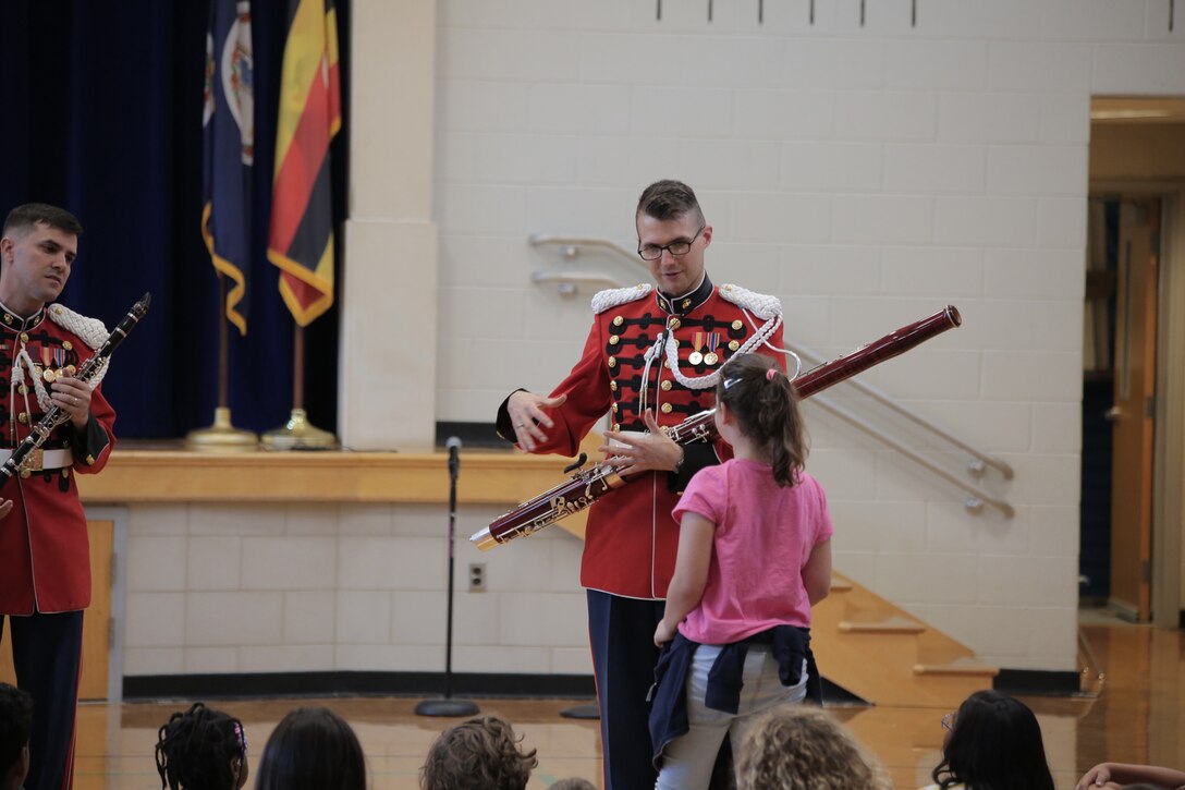 On Oct. 4, 2017 a woodwind quintet from the U.S. Marine Band performed a Music in the Schools program at Arlington Traditional School in Arlington, Va. (U.S. Marine Corps photo by Master Sgt. Kristin duBois/released)