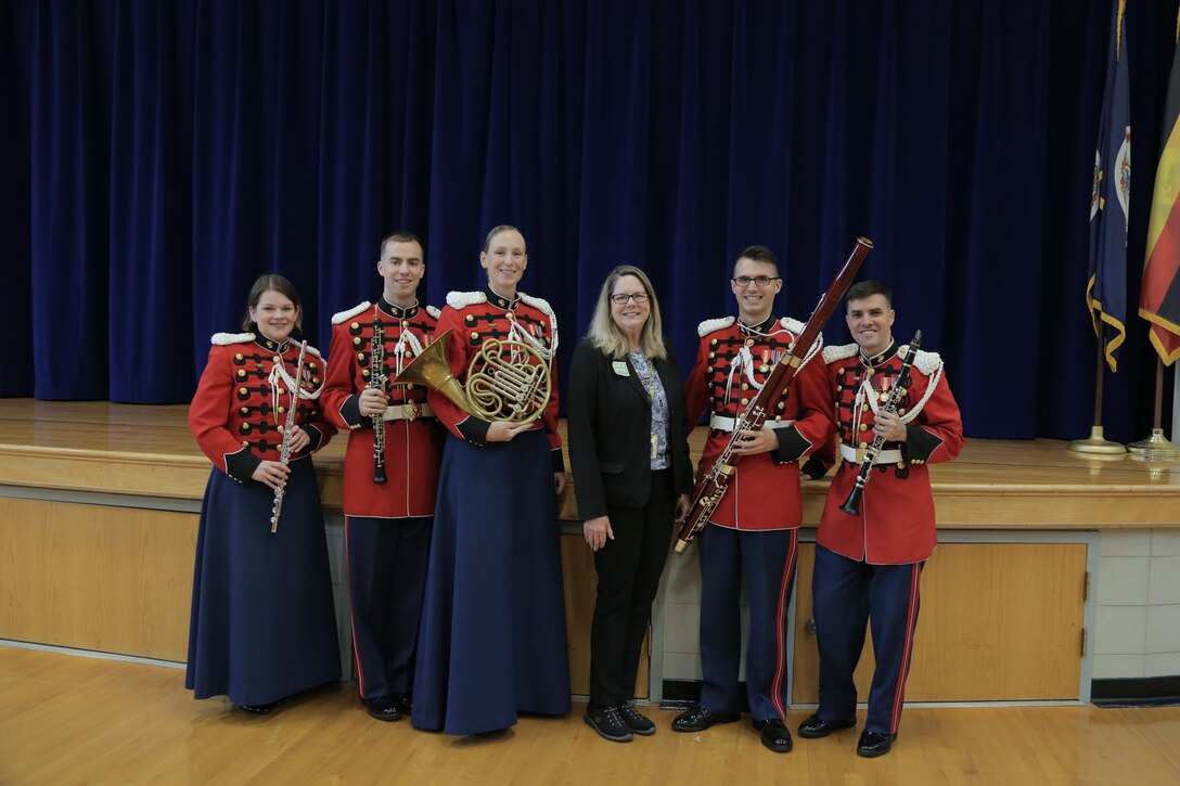On Oct. 4, 2017 a woodwind quintet from the U.S. Marine Band performed a Music in the Schools program at Arlington Traditional School in Arlington, Va. (U.S. Marine Corps photo by Master Sgt. Kristin duBois/released)