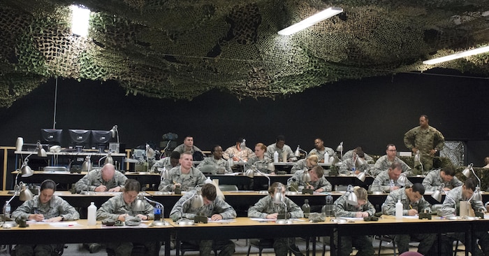 Joint Base Charleston Airmen participate in a land navigation training class at McCrady Army National Guard Training Center, S.C., Sept. 26, 2017.