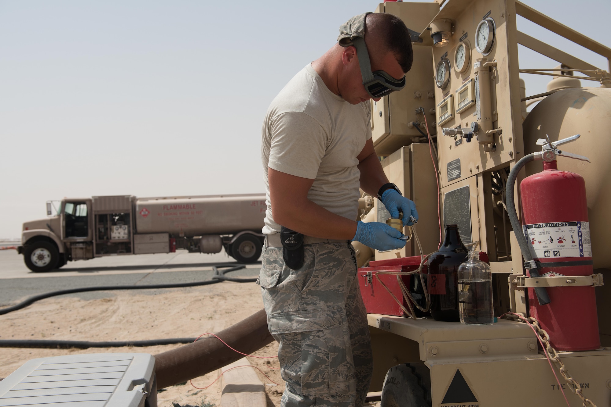 o ensure that all the installation’s fuel quality is kept up to industry standards, Staff Sgt. Boyle conducts daily quality assurance tests for water, solids and additives in the fuel.