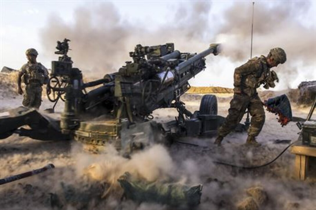 Soldiers engage Islamic State of Iraq and Syria militants with precise and strategically placed artillery fire to support Iraqi and Peshmerga fighters in Mosul, Iraq.