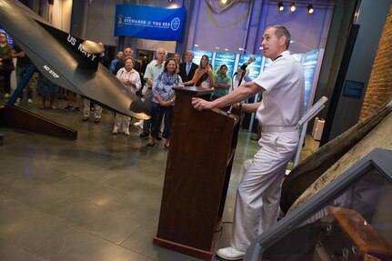 Image: Naval Undersea Warfare Center, Newport Division Commanding Officer Capt. Michael Coughlin  at the New Bedford Whaling Museum in New Bedford, Massachusetts, Sept. 28.