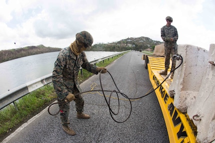 The 26th MEU conducted the HST in order to prevent a dam from collapsing. The MEU is supporting Federal Emergency Management Agency, the lead federal agency, in helping those affected by Hurricane Maria in Puerto Rico to minimize suffering and is one component of the overall whole-of-government response effort.