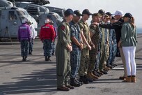 President Trump and the First Lady Melania Trump, interacted with Marines and Sailors who are supporting Hurricane Maria relief efforts during a visit to USS Kearsarge.