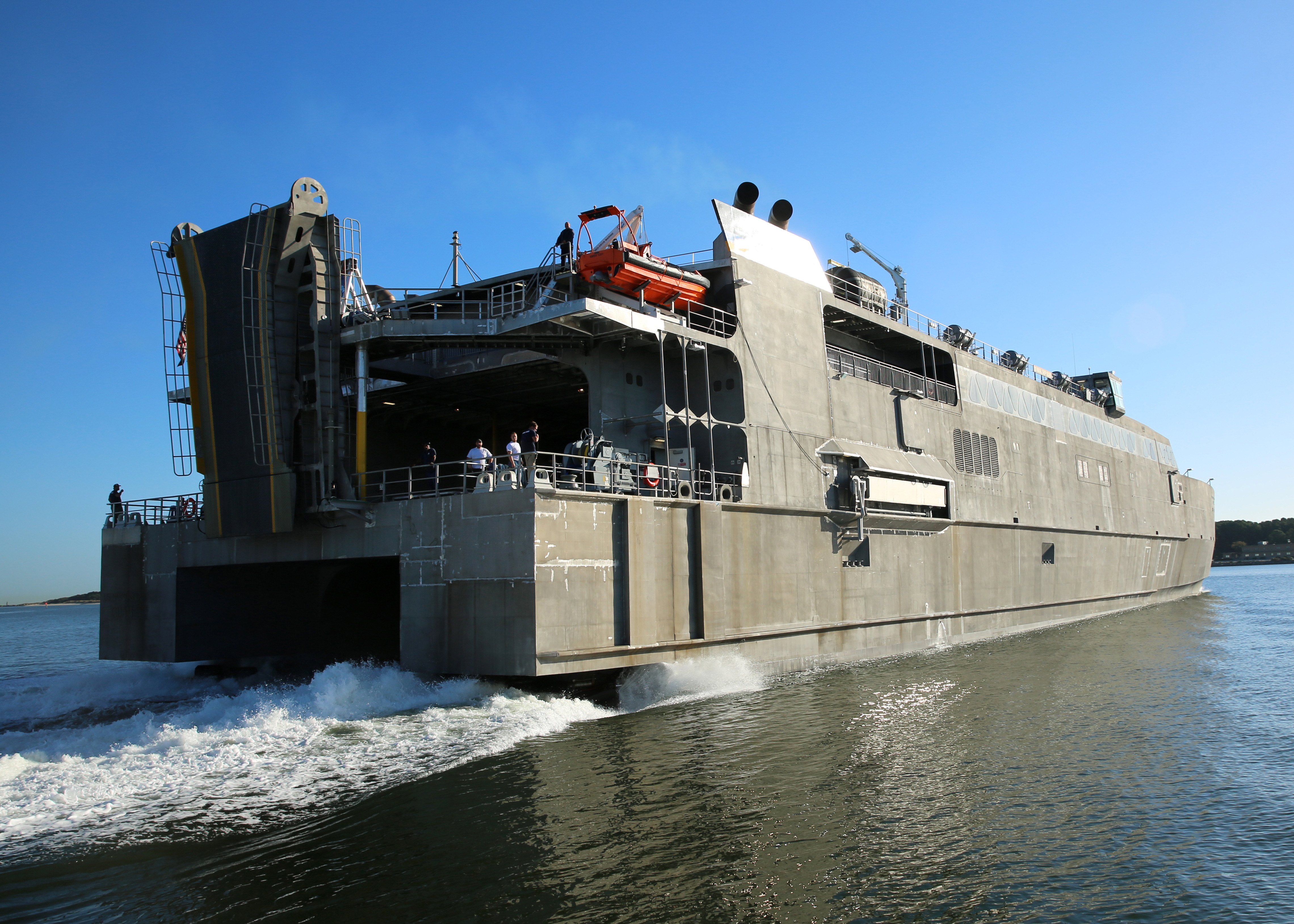 USNS Guam (HST 1) gets underway from Joint Expeditionary Base Little Creek-Fort Story, Oct. 5, 2017