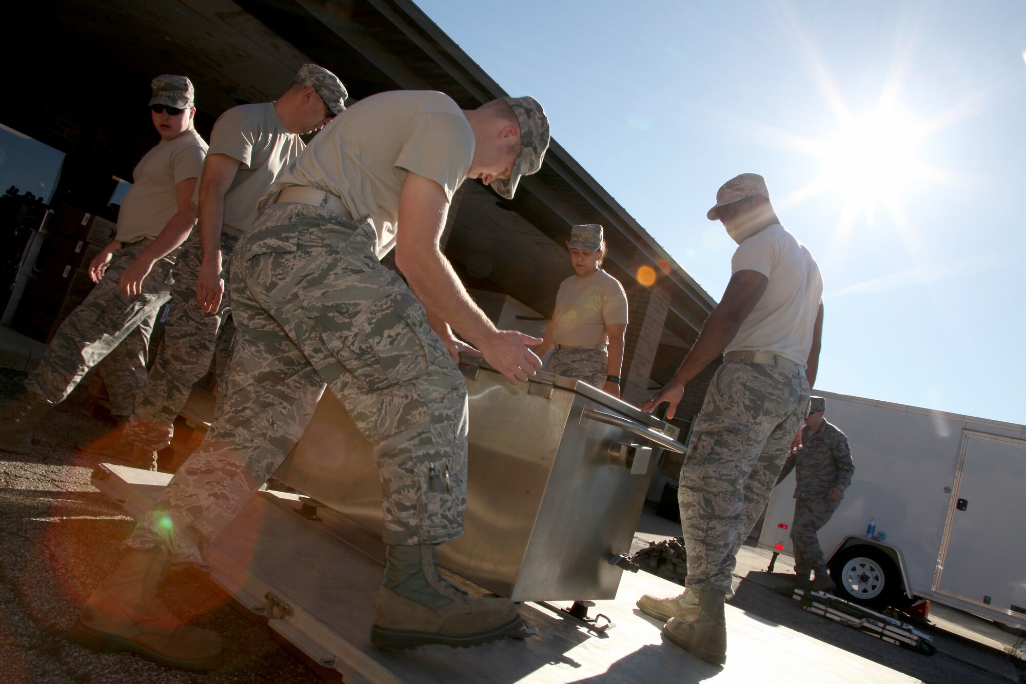 Members from the 179th Airlift Wing, Mansfield, Ohio and the 178th Wing, Springfield, Ohio, respond to hurricane relief efforts for Puerto Rico October 4, 2017. 15 airmen pack supplies needed for the next 30 days to maintain the Disaster Relief Mobile Kitchen (DRMKT). Airmen from both units will use the DRMKT to quickly prepare boil-in-the-bag meals for 1,000 people in under 90 minutes. The Ohio Air National Guard is always ready to respond with a team of trusted Airmen for state and federal missions.