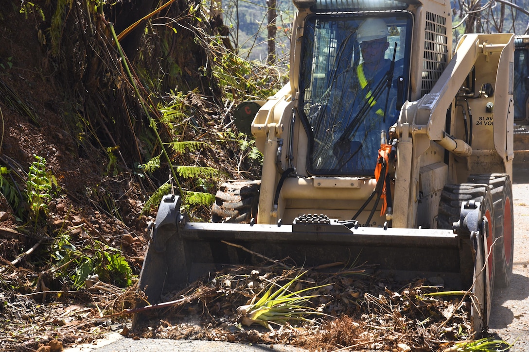 Clearing roads in Puerto Rico