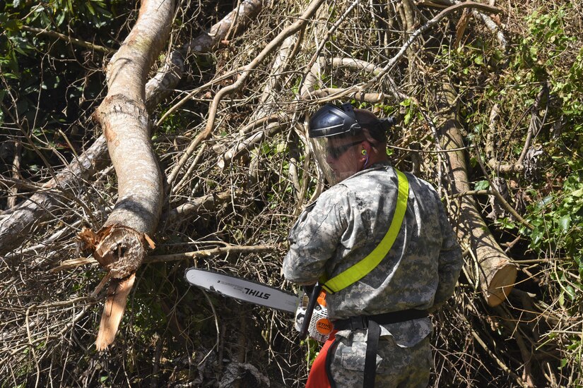 Clearing roads in Puerto Rico