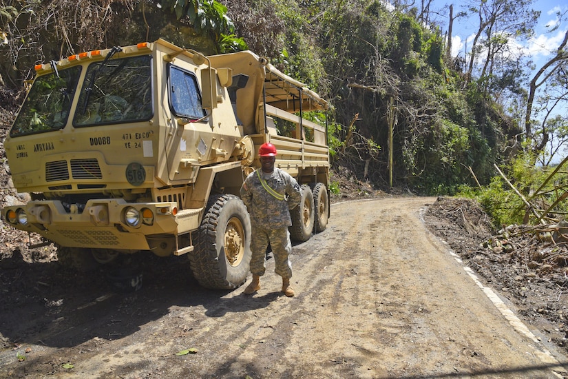 Clearing roads in Puerto Rico