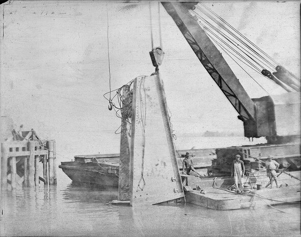 IMAGE; 06/12/1922
16" Gun Carriage being Pulled from Water